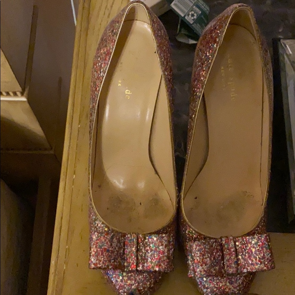 Kate spade glitter bow heels